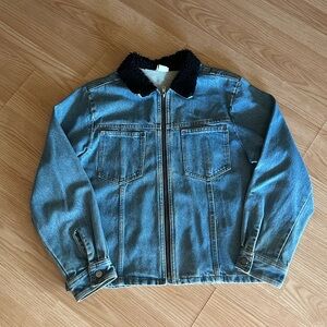 Vintage 90s Vivaldi Faux Fur Denim Jean Jacket Women’s Small